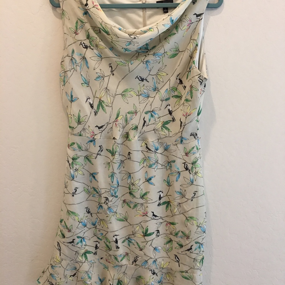 The Limited cream bird print dress EUC size 12.